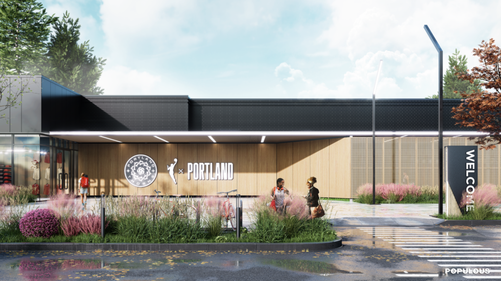 CGI rendering of the WNBA Portland and WNBA Thorns joint practice facility